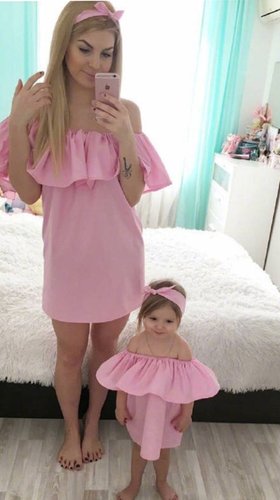Комплект мама-дочь в розовом цвете  № 35