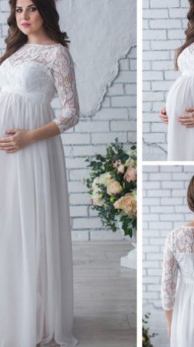 Платье в пол в белом цвете на беременных № 2